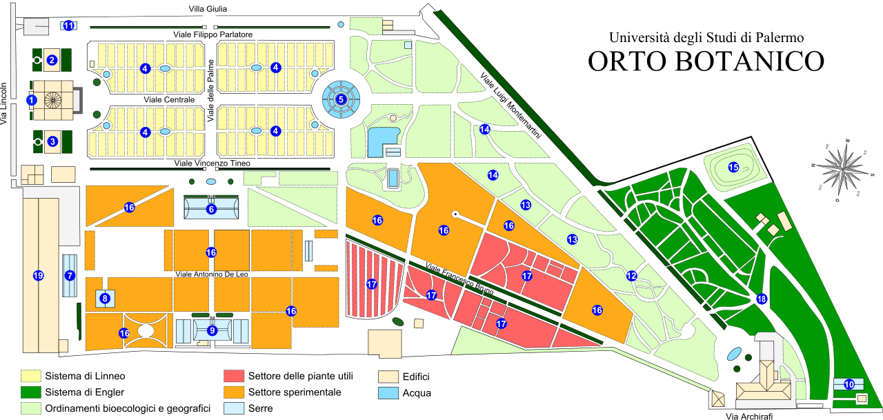 orto botanico di palermo mappa