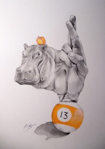 Pittura - Cagata di ippopotamo su palla n13 - Antonio Salerno