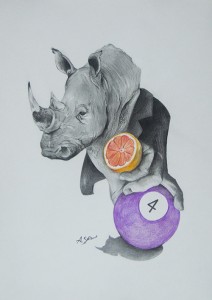 Pittura - Quadrato come un rinoceronte su palla n4 - Antonio Salerno